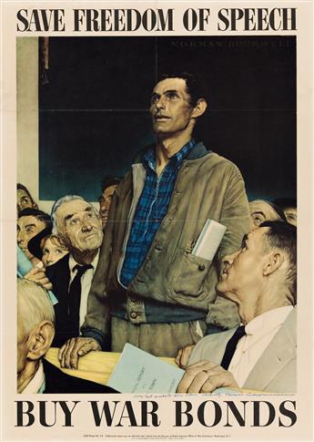 NORMAN ROCKWELL (1894-1978). [THE FOUR FREEDOMS.] Group of 4 posters. 1943. Each 28x20 inches, 71x50 cm. U.S. Government Printing Offic